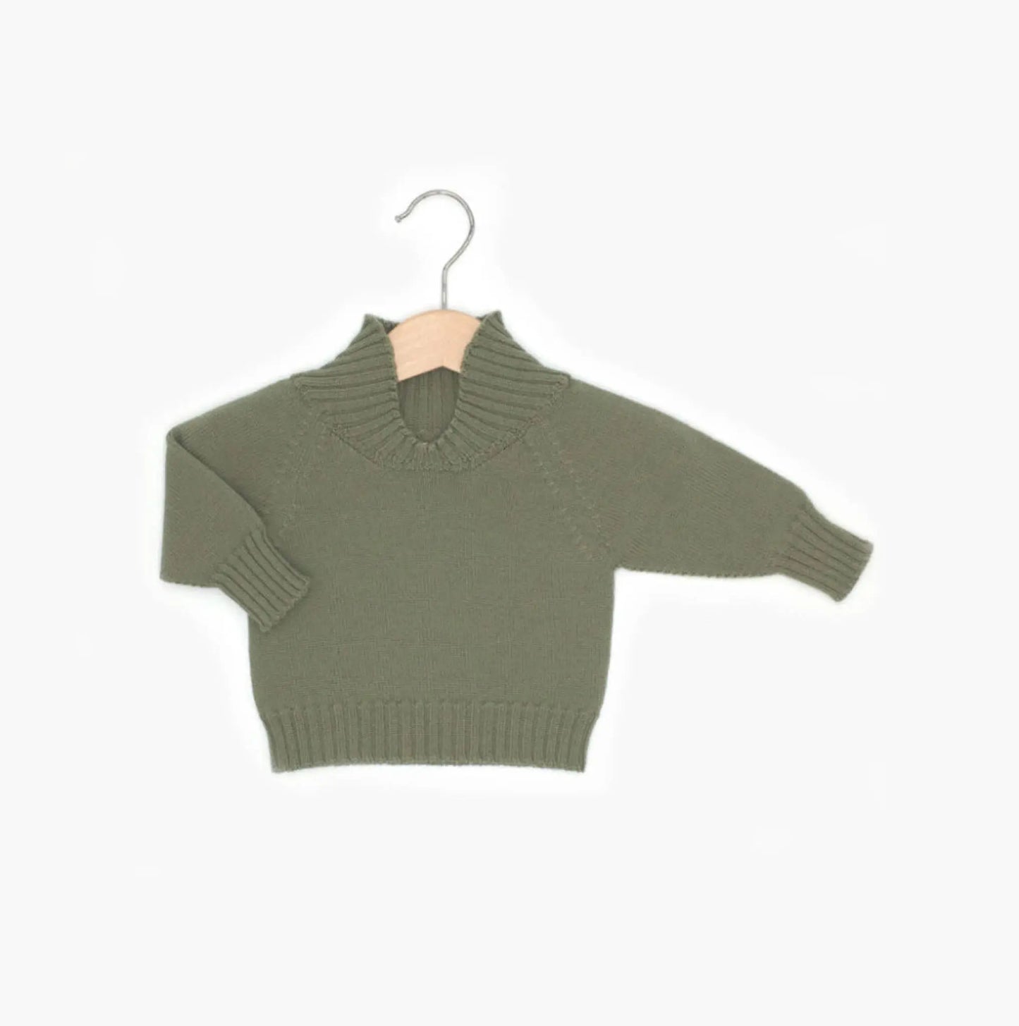 Strickgut - Babypullover zum Mitwachsen | olive Strickgut