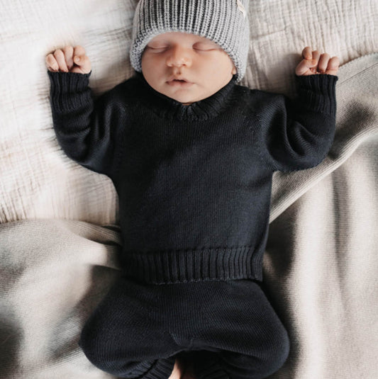 Strickgut - Familienmütze Baby | grau - Leja Concept Store
