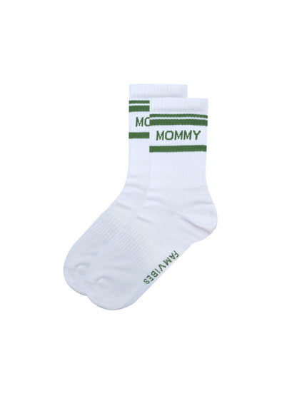 Famvibes - Socks "Striped MOMMY" | white / green 