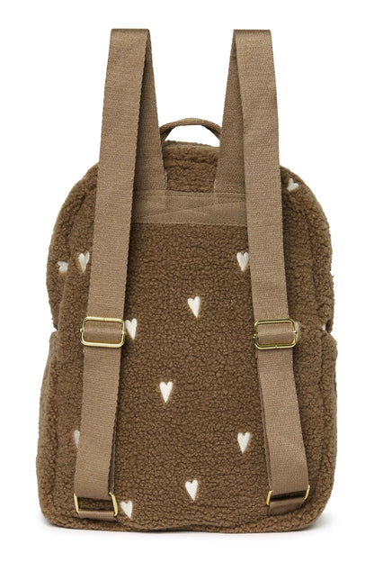 Studio Noos - Kinderrucksack Midi "Brown Teddy Hearts MIDI Backpack with Front Pocket" | brown teddy hearts Studio Noos