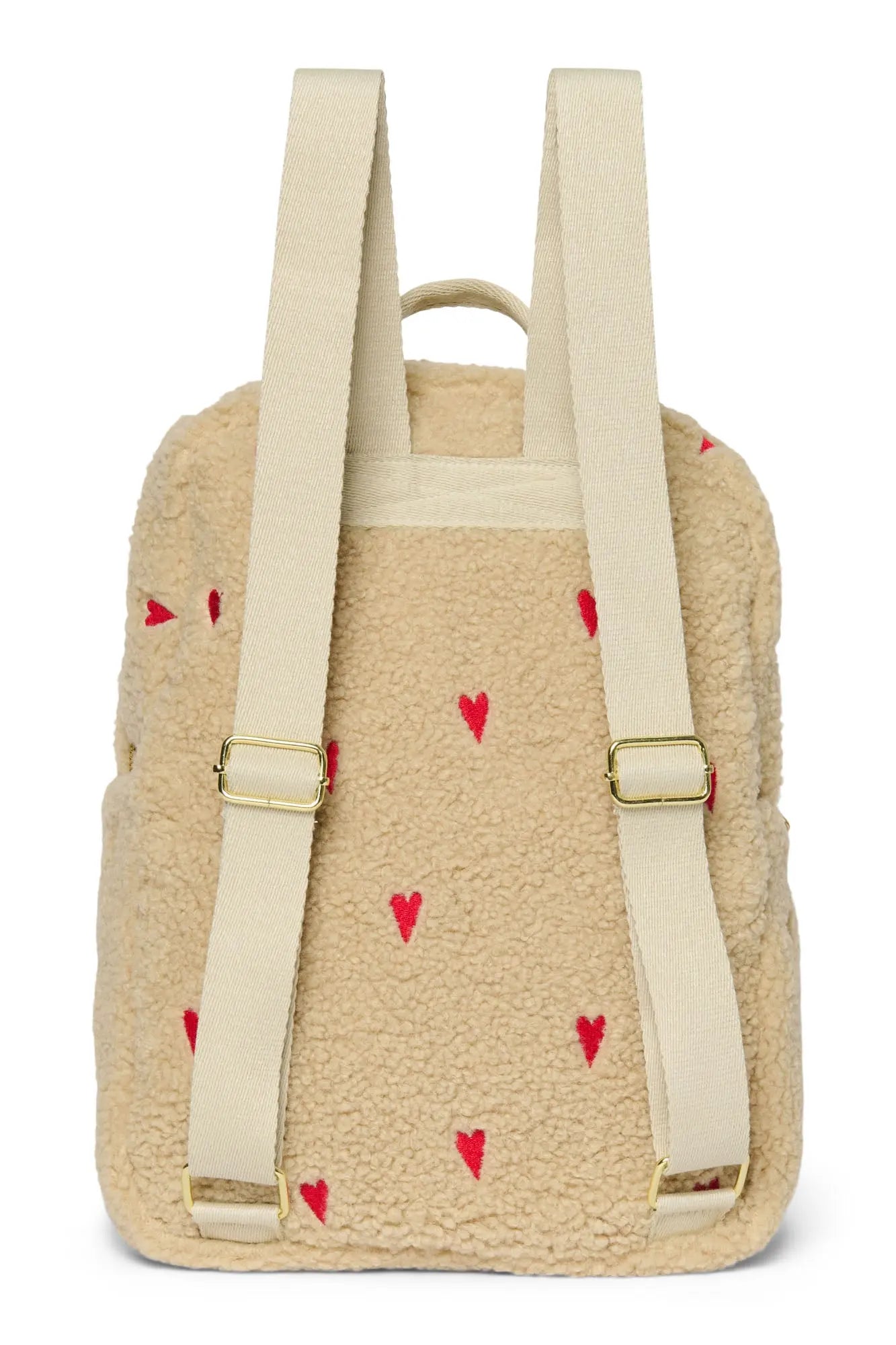 Studio Noos - Kinderrucksack Midi "Ecru Teddy Hearts MIDI Backpack with Front Pocket" | ecru teddy hearts Studio Noos