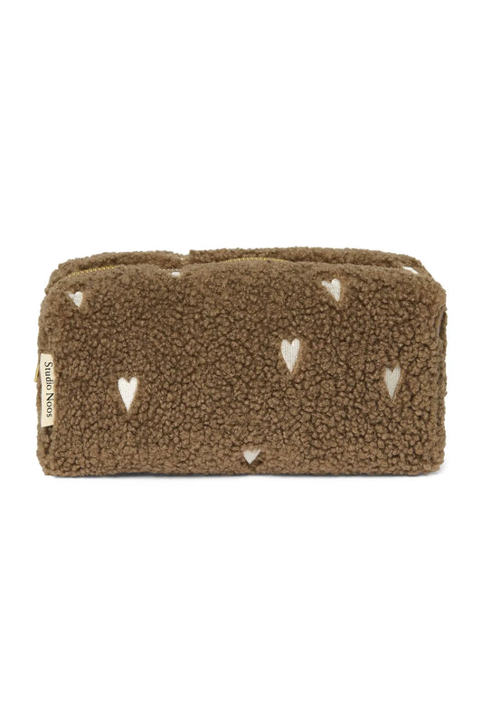 Studio Noos - Kosmetiktasche "Brown Teddy Hearts Pouch" | brown teddy hearts Studio Noos