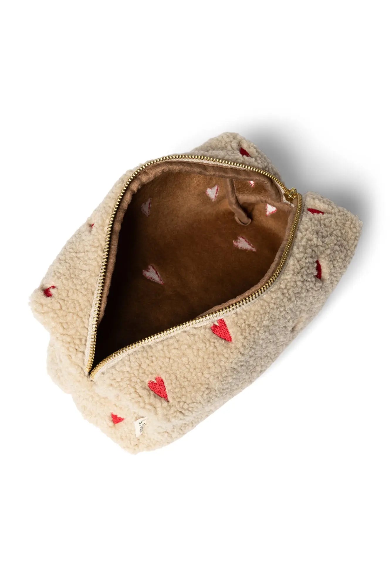 Studio Noos - Kosmetiktasche "Ecru Teddy Hearts Pouch" | ecru teddy heart Studio Noos