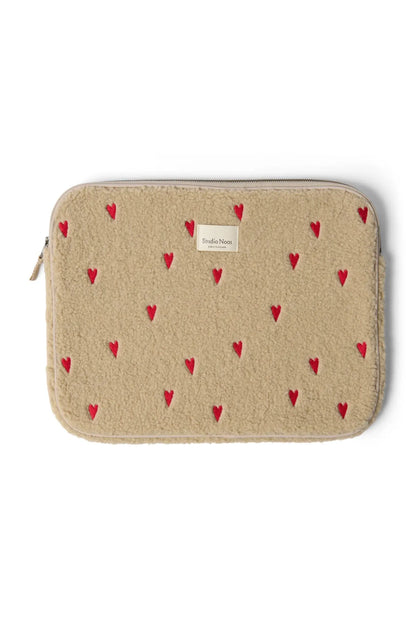 Studio Noos - Laptop Tasche 15inch "Ecru Teddy Hearts Laptop Sleeve 15 inch" | ecru teddy hearts Studio Noos