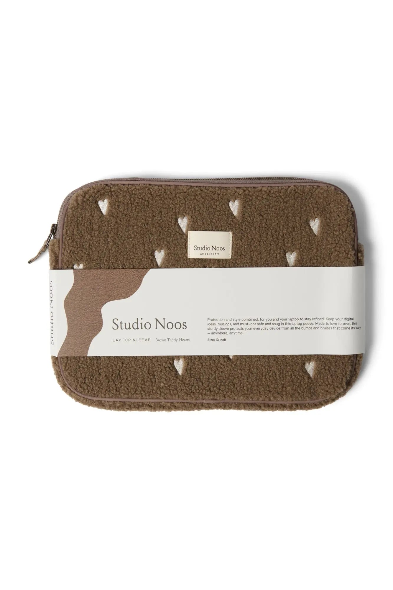 Studio Noos - Laptop Tasche "Brown Teddy Hearts Laptop Sleeve 13inch" | brown teddy hearts Studio Noos