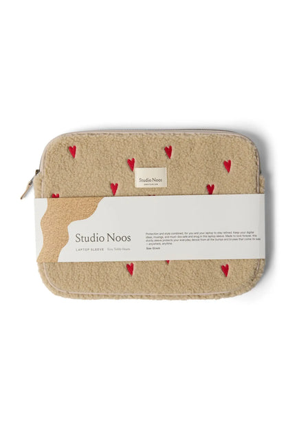 Studio Noos - Laptop Tasche "Ecru Teddy Hearts Laptop Sleeve 13inch" | ecru teddy hearts Studio Noos