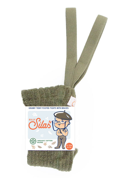 Silly Silas - Granny Teddy Strumpfhose mit Fuss "Granny Teddy Footed Cotton Tights" | olive - Leja Concept Store