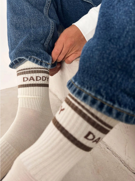 Famvibes - Wollsocken "Striped DADDY" | creme / braun Famvibes