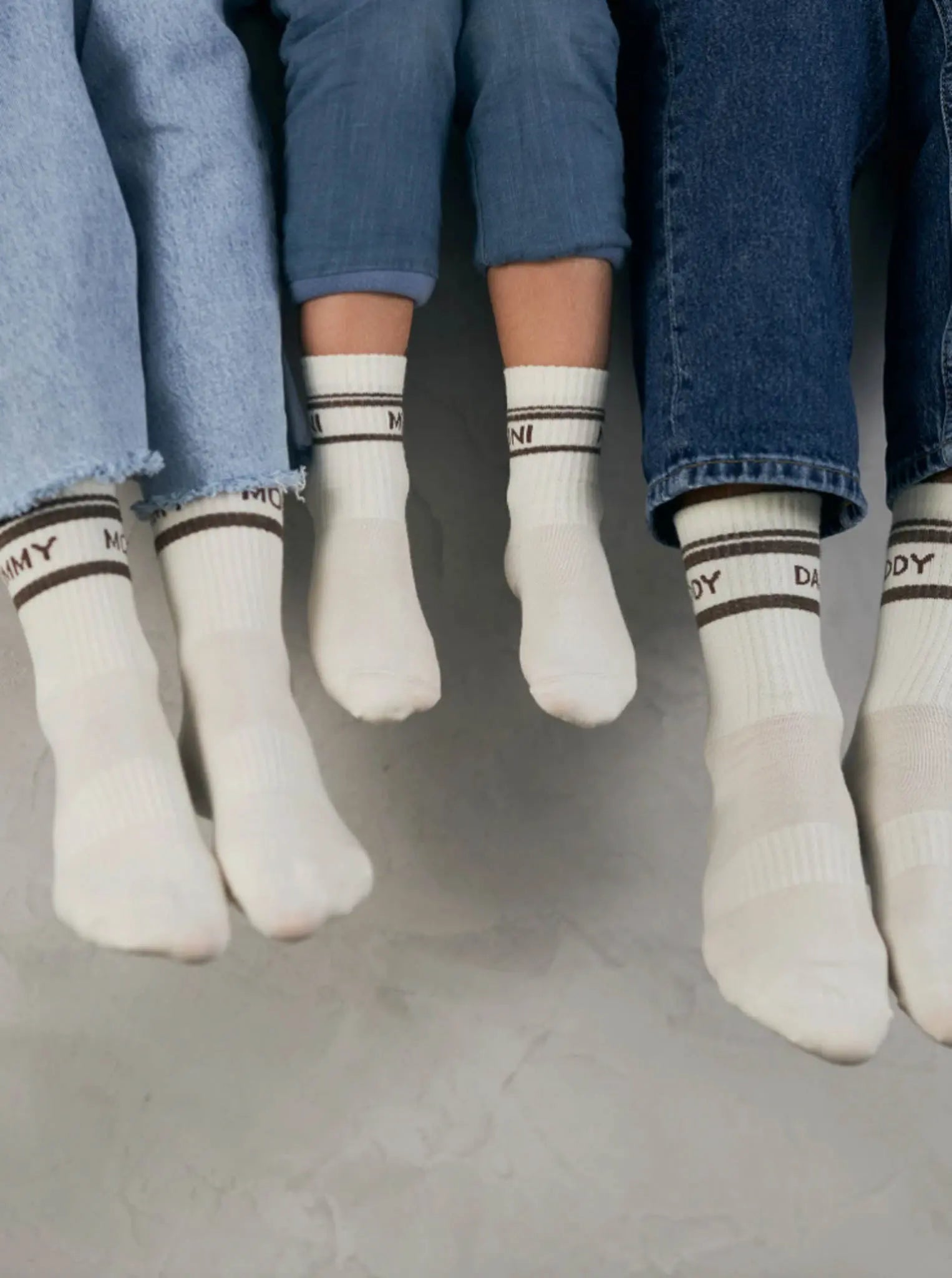 Famvibes - Wollsocken "Striped MOMMY" | creme / braun Famvibes