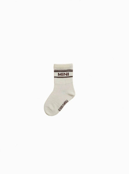 Famvibes - Wollsocken "Striped MINI" | creme / braun Famvibes