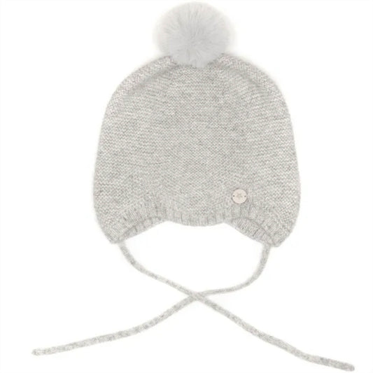 Huttelihut - Mütze "Bonnet Wool Knit w. Pompom SOFT CASH" | light grey melange
