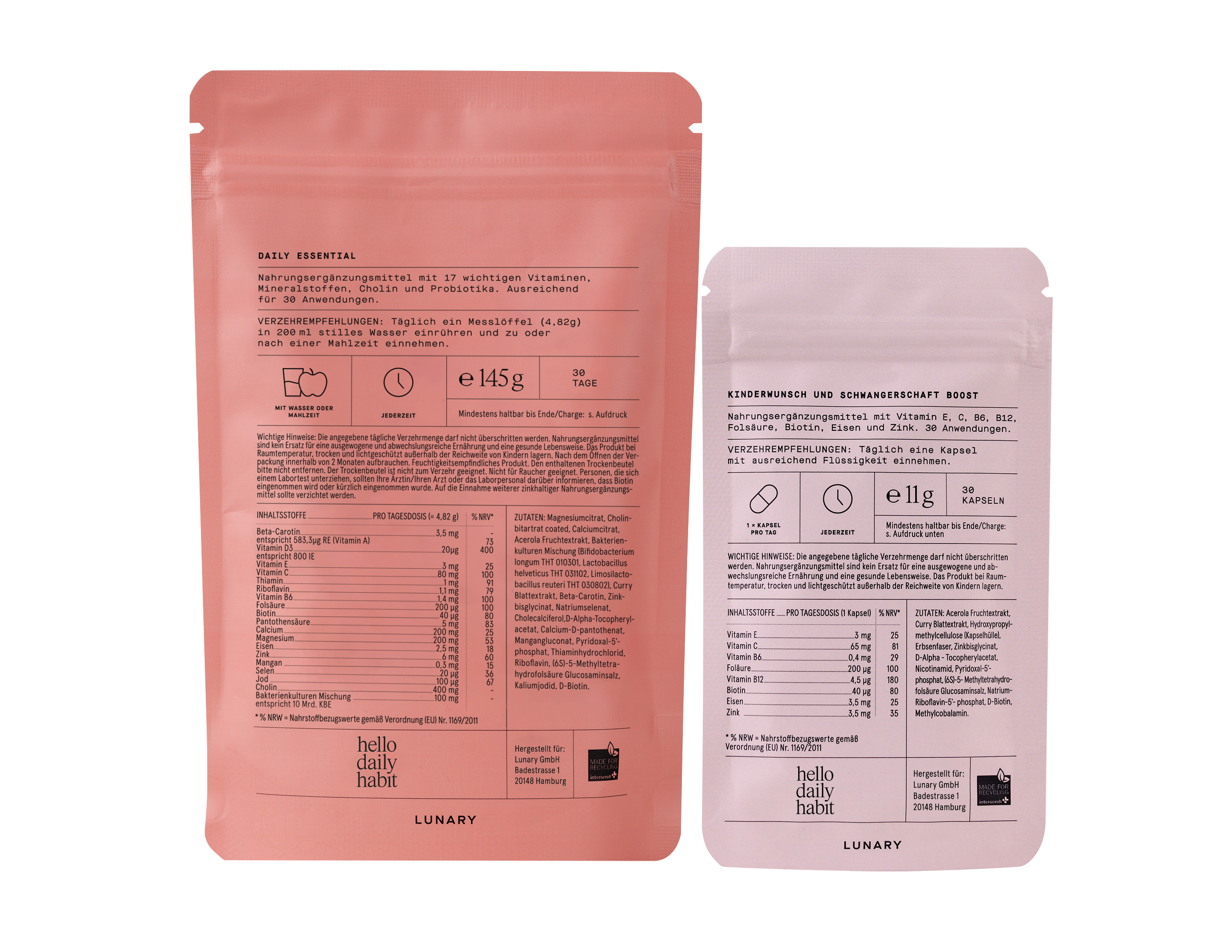 Lunary - Set Daily Essential plus Schwangerschaft Boost
