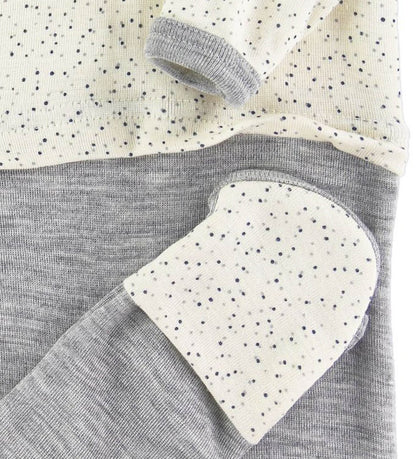 Engel - Baby-Overall mit Umschlägen "Wolle Seide" | natur (bedruckt) - Leja Concept Store