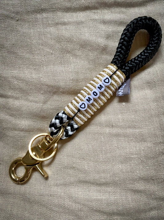 The rope workshop - keychain | black/white/gold | MOM