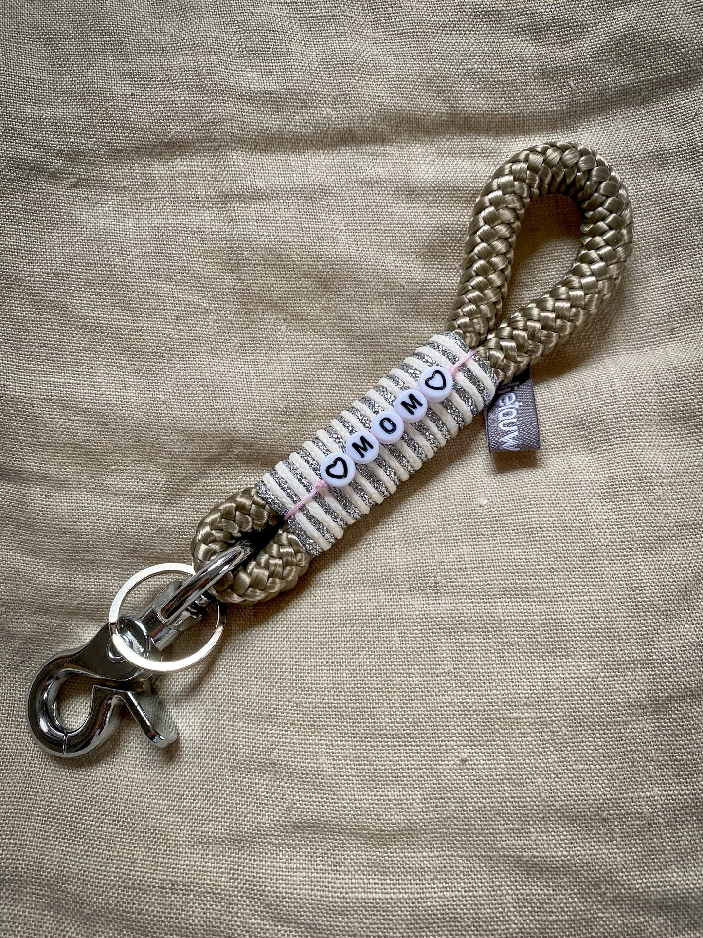 The rope workshop - keychain | Bridesmaid silver | MOM or HAPPY