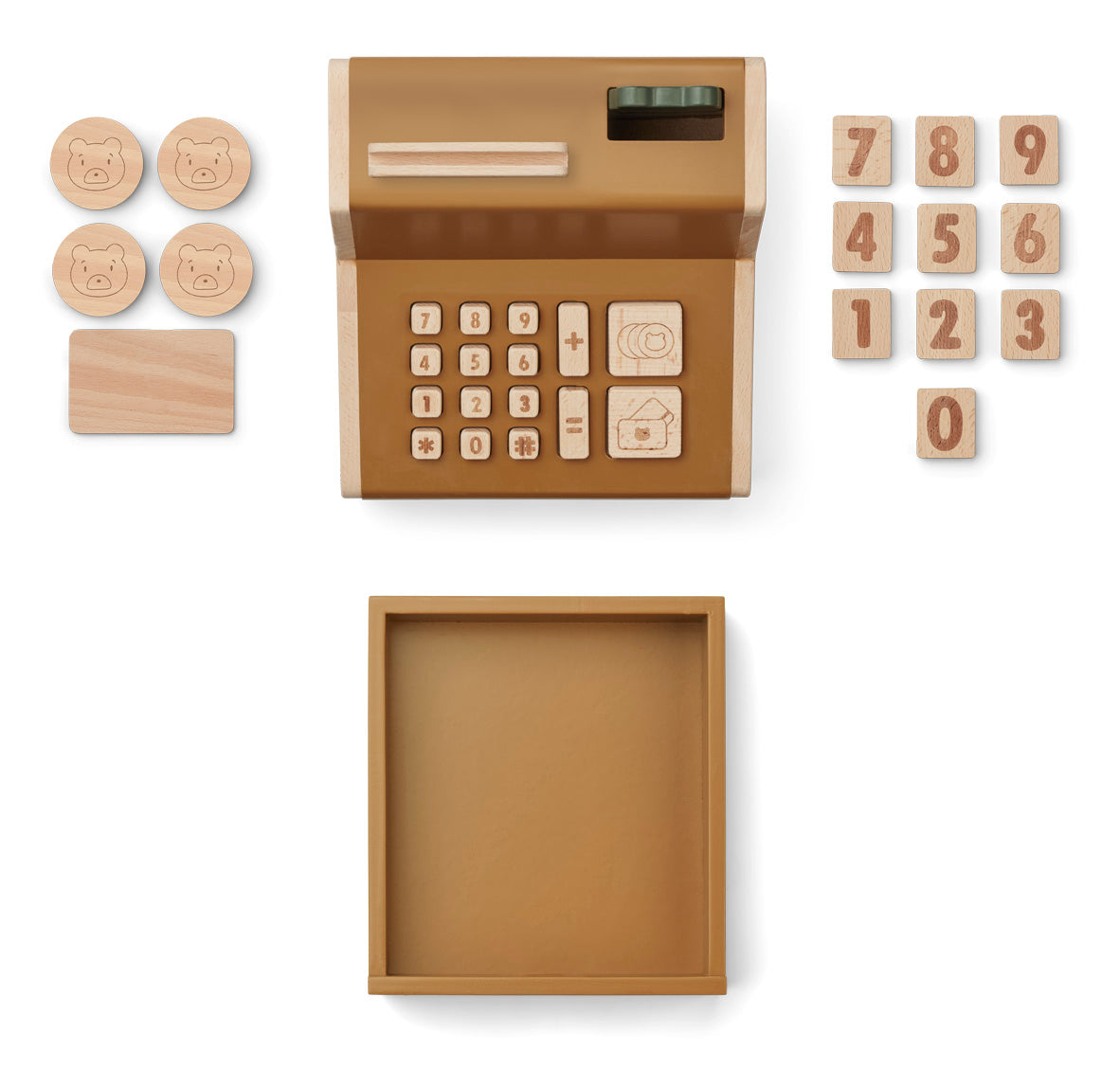 Liewood - Spielkasse aus Buchenholz  "Buck cash register" | Golden caramel multi mix - Leja Concept Store