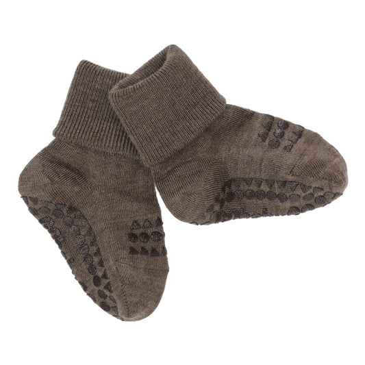 GoBabyGo - non-slip socks made of wool "Non-Slip Socks Wool" | brown melange