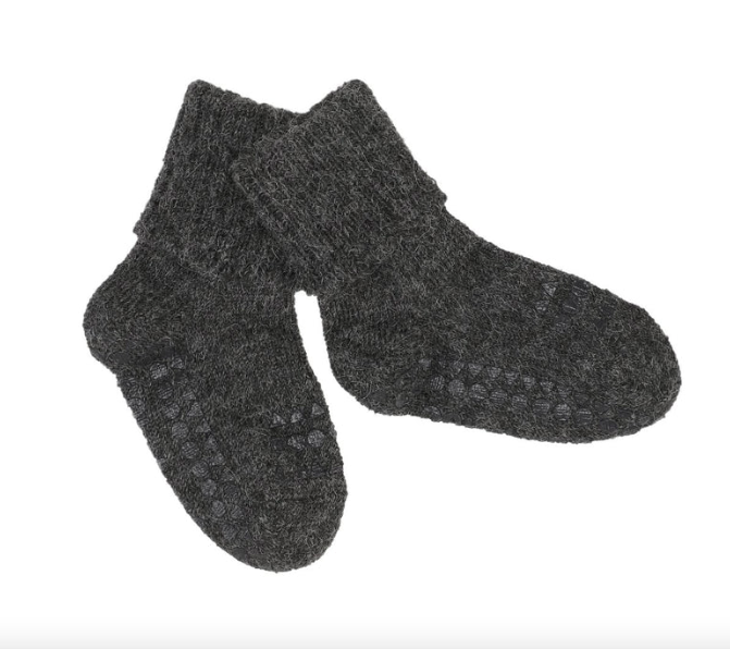 GoBabyGo - Alpaca Antirutsch-Socken "Non-Slip Socks" | dark grey melange - Leja Concept Store